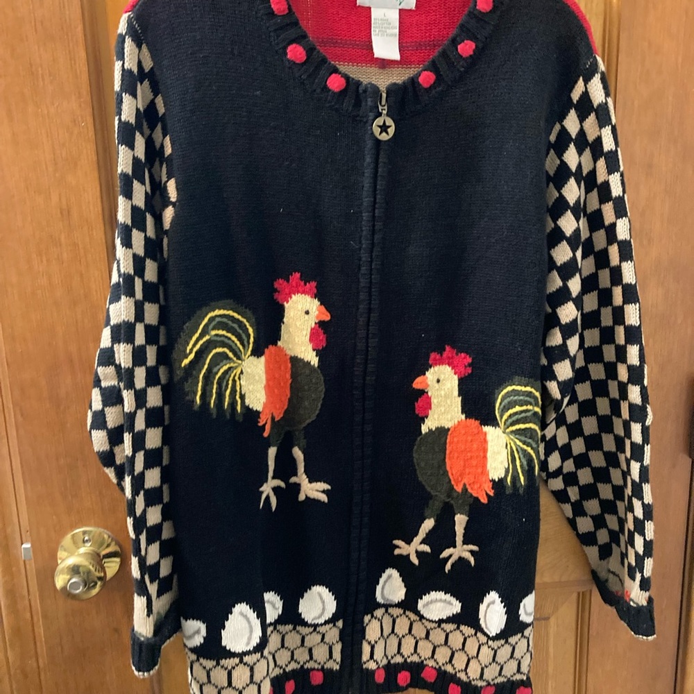 Sweater large rooster/ farm embroidered - Picture 2 of 16